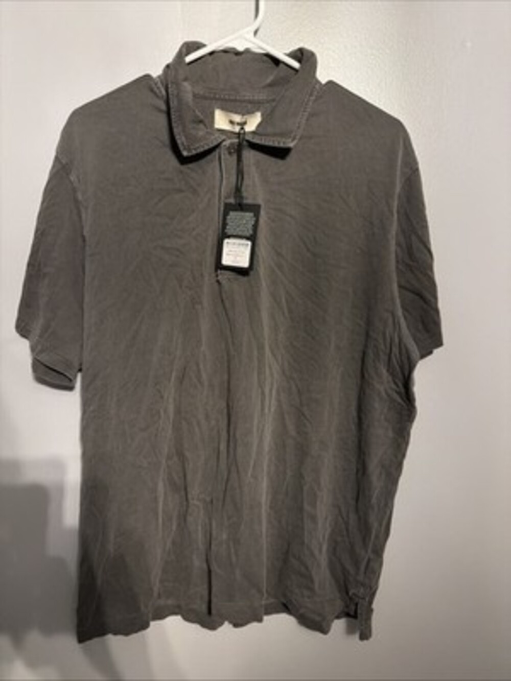 Buck Mason Slate Grey Venice Wash Sueded Cotton Polo